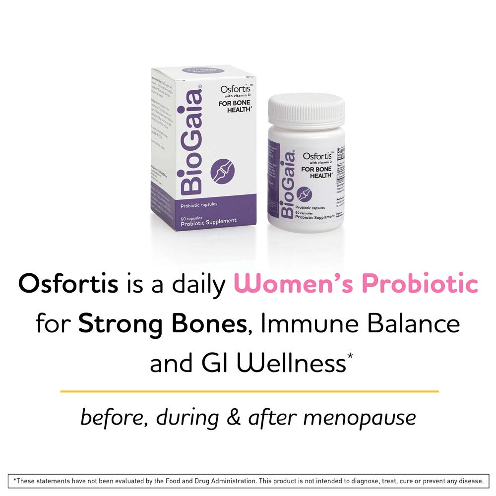BioGaia Osfortis, Women’s Probiotic for Strong Bones, Immune Balance & GI Wellness, Contains L. reuteri 6475, 60 Capsules, 1 Pack