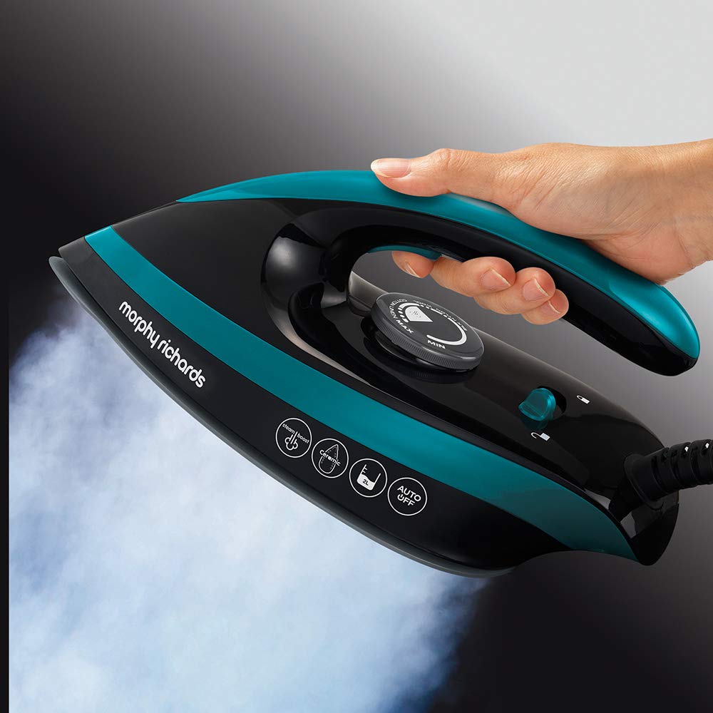 Morphy Richards 332101 Auto Clean Speed Pro Pressurised Steam Generator, Black and Teal