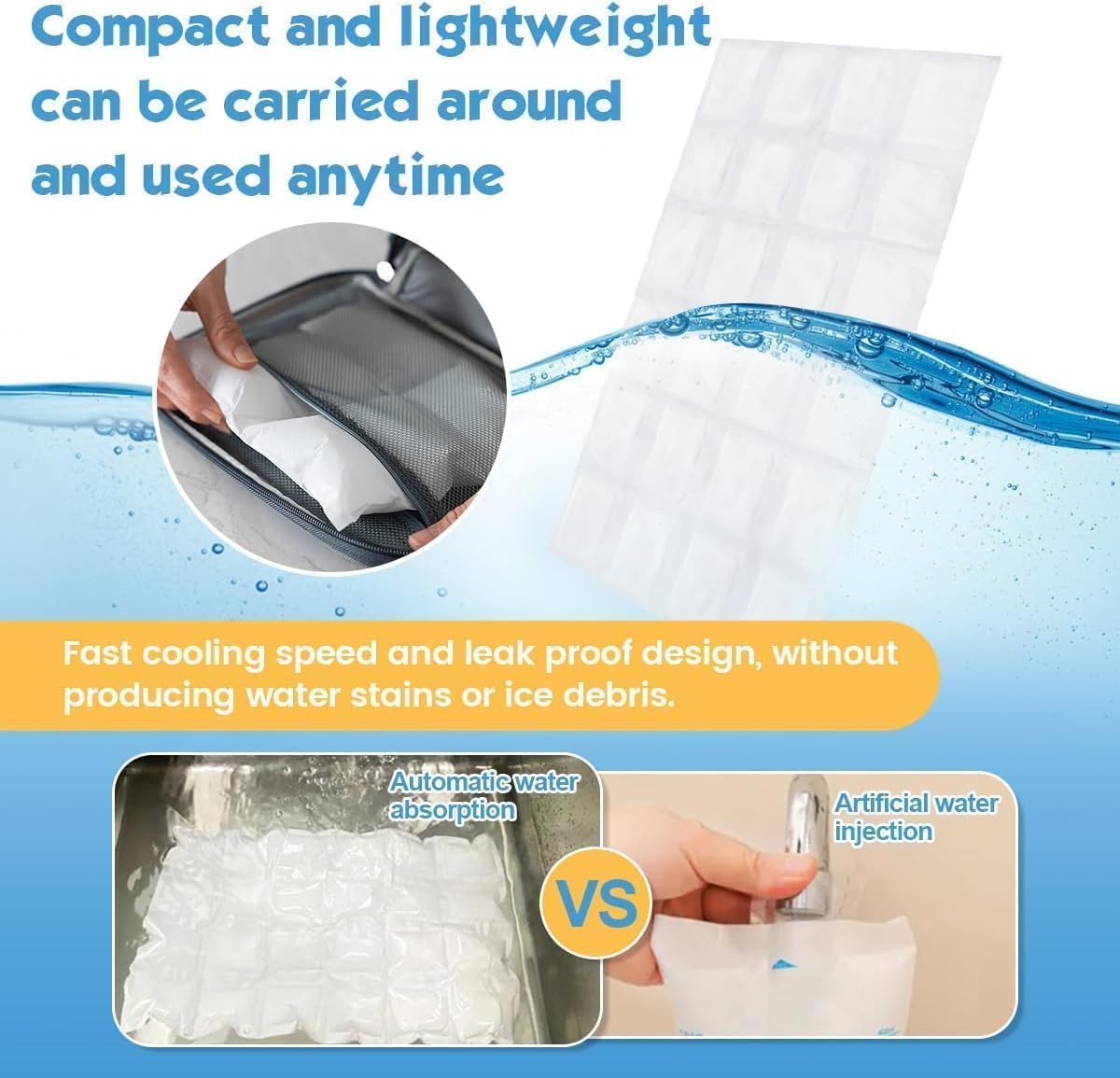 WAQIWARON Ice Sheets for Coolers Reusable - Ice Pack Sheets - Ice Mat with Flexible 96 Ice Cube Packs - Ice Blanket Large Flat Freezer Long Lasting Ice Packs for Cooler