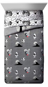 Jay franco Disney Nightmare Before Christmas Moonlight 7 Pc Jay franco Queen Bed Set-Includes Reversible Comforter&Sheet Set-Features Jack&Sally-Super Soft Fade Microfiber-(Official Disney Product)