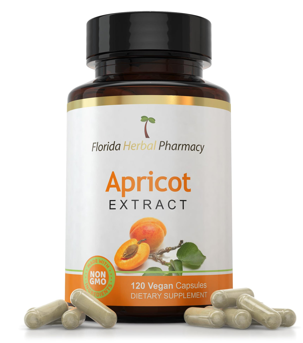 Florida Herbal Pharmacy, Apricot Supplement Capsules 10:1 (120 Capsules) 500 mg per Capsule, 1000 mg Serving (Pack of 1)