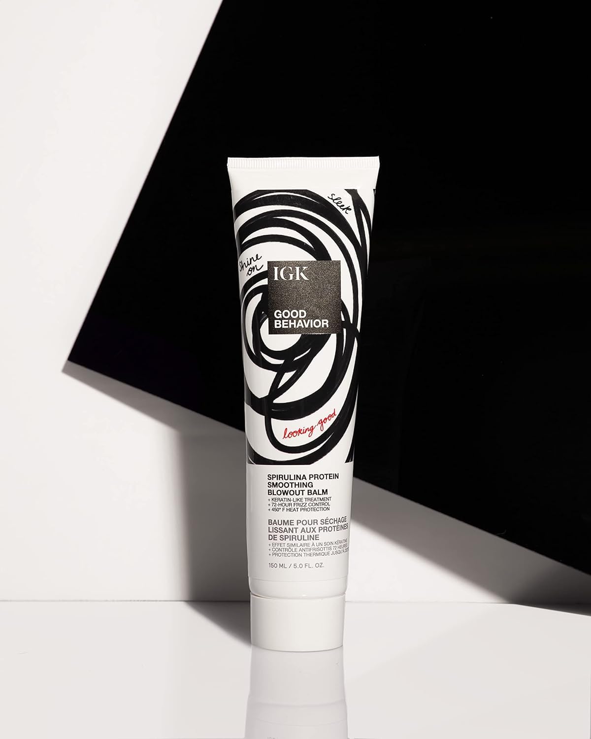 IGK GOOD BEHAVIOR Spirulina Protein Smoothing Spray + Anti-Frizz Smoothing Blowout Balm | Keratin Like Treatment + Frizz Control + Heat Protectant | Vegan + Cruelty Free