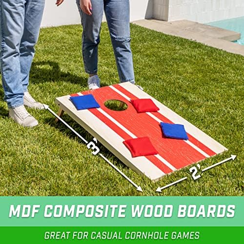 GoSports Portable Cornhole Sets, 8 Styles – Choose 4 x 2 ft or 3 x 2 ft - Boards Include 8 Bean Bags, Travel Case, and Game Rules