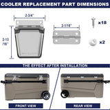 Cooler Stainless Steel Hinge & Latch Set, Ice Chest Hinges, Latch Posts, and Screws, High Strength Cooler Latch Replacement Parts Kit.