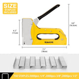 YEAHOME T50 Heavy Duty Staple Gun Kit, Upholstery Staple Gun with 6000 T50 Staples of 1/4, 3/8, 1/2 Inch, Manual Stapler Gun for Wood, Crafts, Wall, DIY & Professional Use