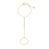 Faire de la Mode Hand Chain Bracelet, 14K Gold Plated with 5 CZ