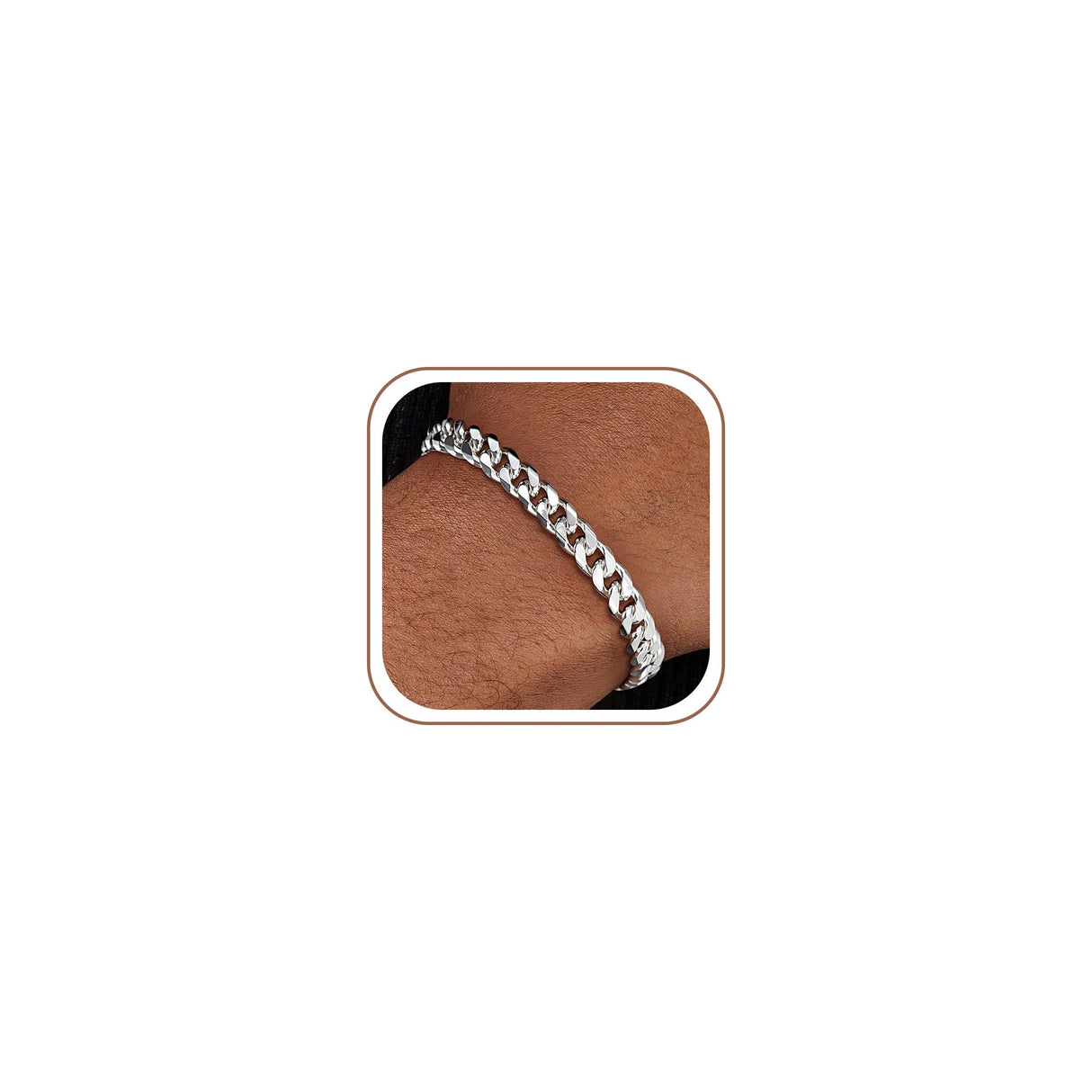 HIMSTORY Silver Bracelet for Men, 7mm 925 Sterling Silver Cuban Link Bracelet Diamond Cut Silver Bracelets Jewelry Gifts for Boyfriend Husband(8.5 Inches)