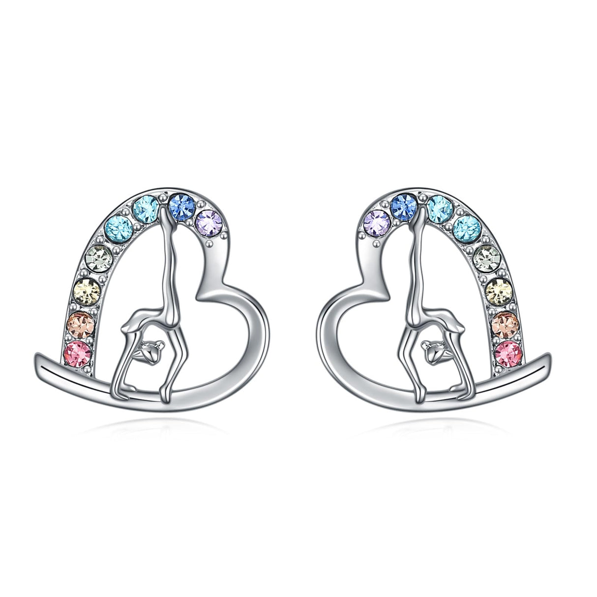 Girls Gymnastics Stud Earrings Gifts,Gymnastics Gifts For Girls Rainbow Dance Recital Gift Heart Dance Earrings for Girl