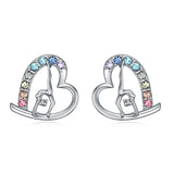 Girls Gymnastics Stud Earrings Gifts,Gymnastics Gifts For Girls Rainbow Dance Recital Gift Heart Dance Earrings for Girl