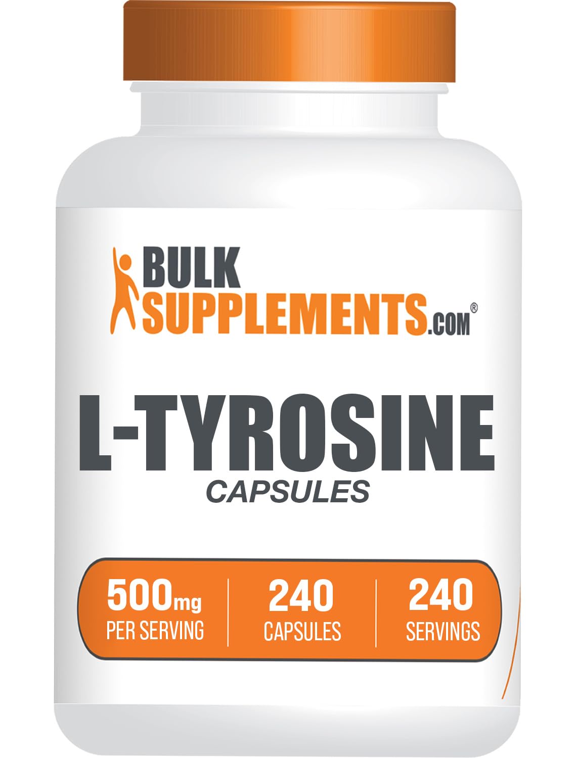 BulkSupplements.com L-Tyrosine 500mg Capsules - Tyrosine Supplement, Amino Acid Supplement - Gluten Free, 1 Capsule per Serving, 240 Capsules (Pack of 1)