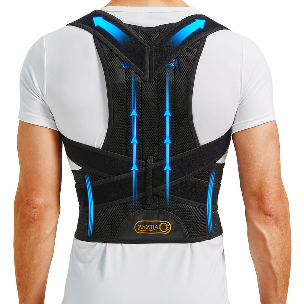 Upgraded Back Brace Posture Corrector for Men and Women - Relief for Neck, Back,and Shoulder Pain - Full Adjustable and Breathable Posture Back Brace - Improve Back Posture and Provide Lumbar Support
