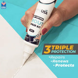 PentaUSA Tile Grout Repair Kit - White Premixed Acrylic Sanded Grout Filler for Bathroom, Shower, and Kitchen, Water-Resistant Tube with Applicator, Fills Cracks and Gaps, Fast Drying (8.8oz / 250g)