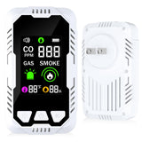 5-in-1 Carbon Monoxide Detector Combo with LCD Display, Detects CO, Natural Gas, Smoke, Temperature, Humidity for Home Hotel, Camping RV, Apartment Safety, Plug-in Monoxide Alarm HD Screen 1 Pack