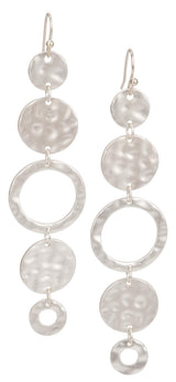 SPUNKYsoul Handmade Matte Textured 5 Circle Earrings or Women (Silver)