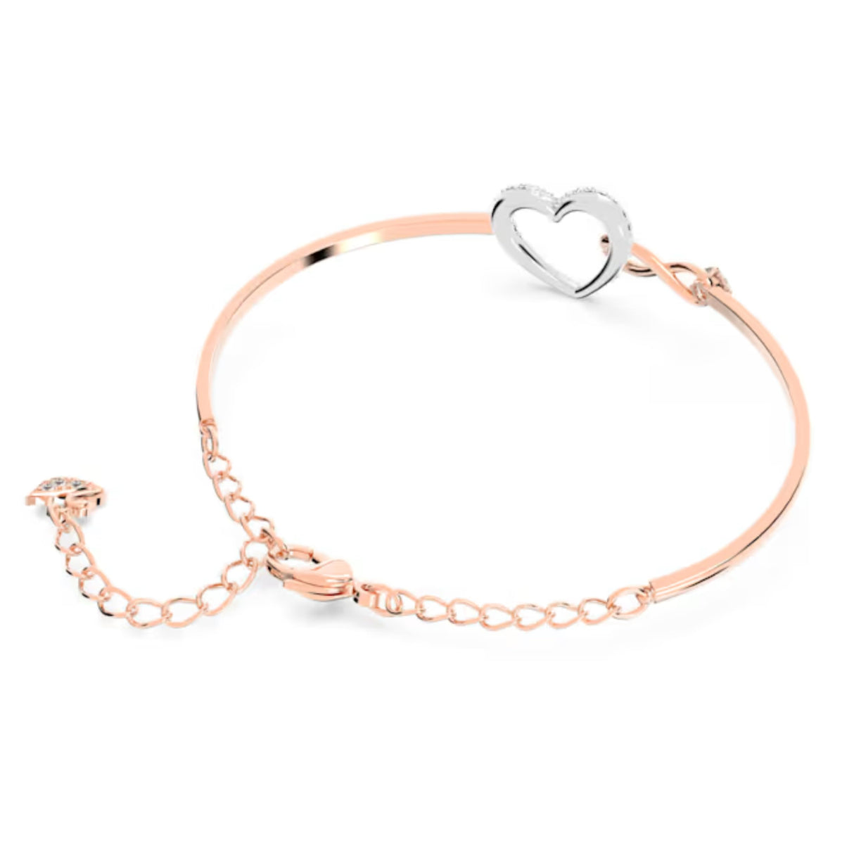 Swarovski Hyperbola Women's Bangle Bracelet with a Rose-Gold Tone Plated Bangle, Clear Crystals and Lobster Clasp