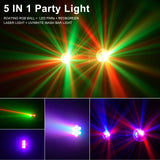 DJ Lights with Stand,5 in 1 Dj Lights for Parties Disco Ball Stage Party Light Set with Sound Activated Control, UV,Strobe, Dyeing, Led Par Light and Pattern Lighting for Bar Wedding Christmas-1PC