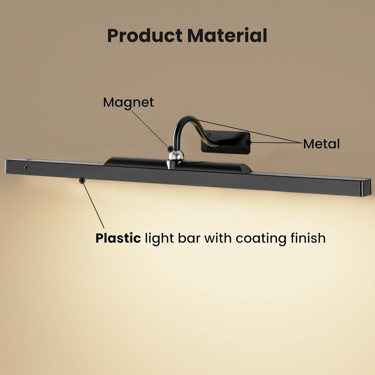 Craftersmark 24 Inch Picture Light - Black 6000mAh Battery Operated Wireless Wall Sconce with Remote & Timer for Paintings, Gallery, Mirror & Artwork
