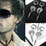 18 Pairs Stainless Steel Y2K Punk Hoop Dangle Earrings for Men, Frog Snake Spider Skull Heads etc Huggie Hoop Long Chain Piercing Hoop Earrings Set for Women and Men