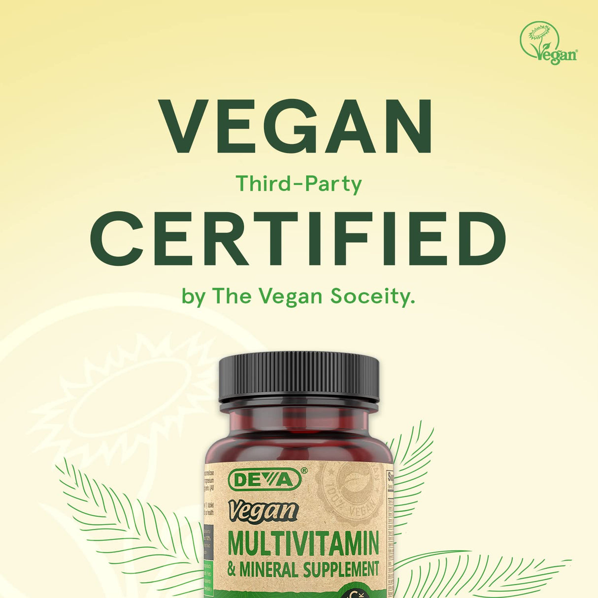 DEVA Tiny Tablets Vegan Multivitamin for Women & Men 2-Pack with Iron, Vitamin C, E, B Complex Vitamins, Zinc, 90 Tablets Each