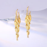 Hius 18K Gold Plated Sparkle Leaf Hoop Dangling Earrings for Women