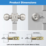 BESTTEN [2 Pack] Entry Door Knob with Lock, Keyed Different Door Lock for Exterior Door and Front Door, Standard Ball, Satin Nickel