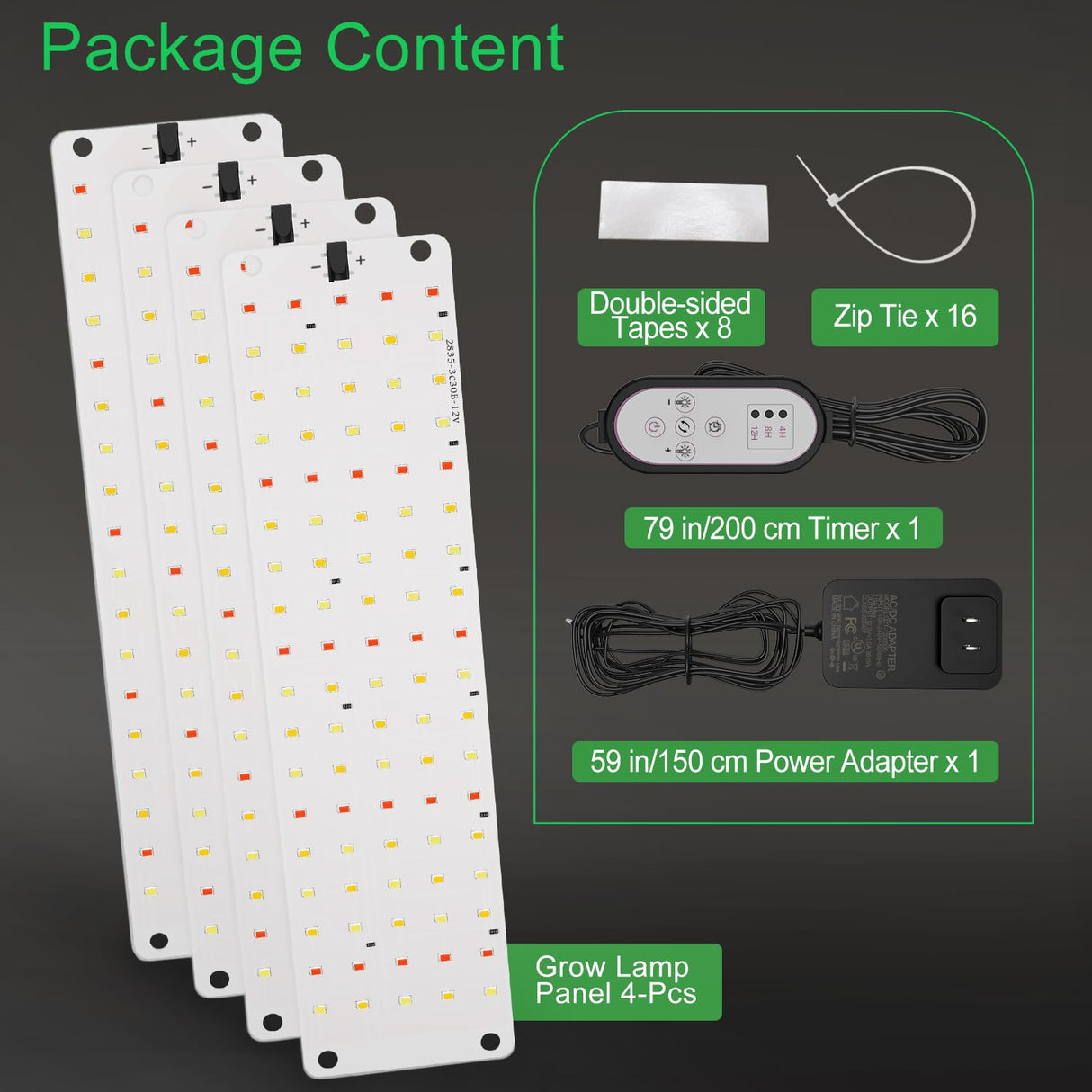 TONYFUL Grow Lights for Indoor Plants, 40W LEDs Plant Lights for Indoor Growing, 360 LEDs Full Spectrum Grow Lights for Seed Starting, Led Grow Light with 3/9/12H Timer,10 Dimmable Levels (4pcs)