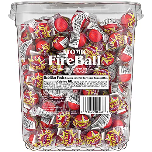 Atomic Fireballs Cinnamon Flavored Candy, 240 Individually Wrapped Pieces, 4.05 Pound Tub
