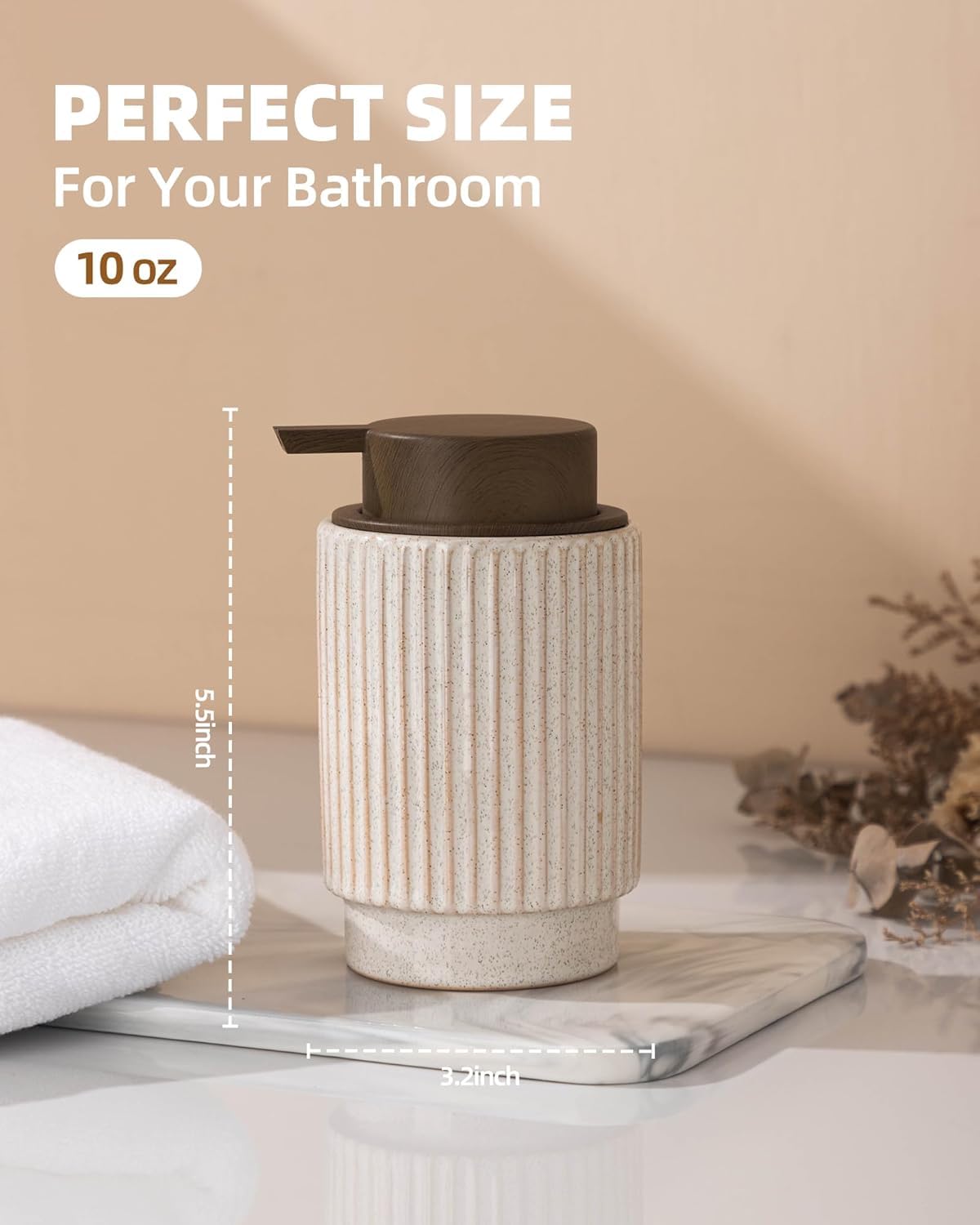Foaming Soap Dispenser, Wood-Grain Plastic Soap Dispenser, 10 oz Refillable Bottle for Liquid Soap - Kitchen, Sink, Bathroom(Foaming)