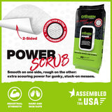 Crocodile Cloth PowerSCRUB - 40 (15" x 10") Heavy Duty Cleaning Wipes - Dual-Surface Cloths, Moist, Absorbent, & Disposable - Safe on Skin & Multiple Surfaces