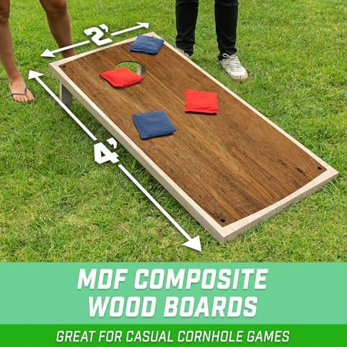 GoSports Portable Cornhole Sets, 8 Styles – Choose 4 x 2 ft or 3 x 2 ft - Boards Include 8 Bean Bags, Travel Case, and Game Rules