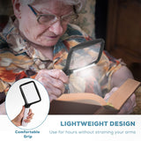 Folding Handheld Magnifying Glass with Light, 3X Large Rectangle Reading Magnifier with Dimmable LED for Seniors with Macular Degeneration, Newspaper, Books, Small Print, Lighted Gift for Low Visions