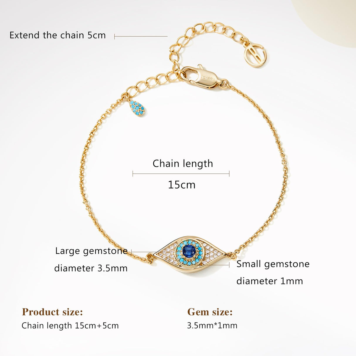 Cicy Bell Evil Eye Bracelets 18k Gold Plated Adjustable