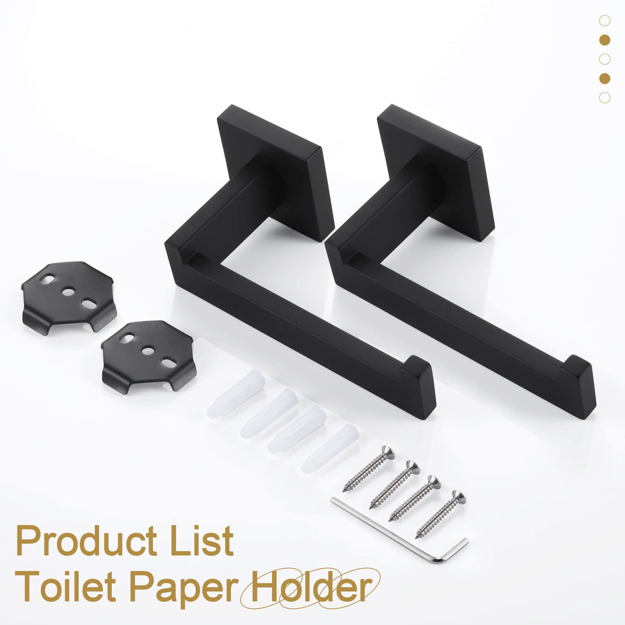 KOKOSIRI Black Toilet Paper Holders Bathroom Toilet Paper Roll Holder SUS304 Stainless Steel Contemporary Wall Mounted, 2 Pack, B2003BK-P2