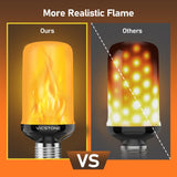 Vicstone Upgraded LED Flame Light Bulbs, 4-Mode Flickering Light Bulbs with Upside Down Effect, E26 27 Fire Light Bulb for Porch Party Patio Home Halloween Christmas Indoor Outdoor, 4 Pack