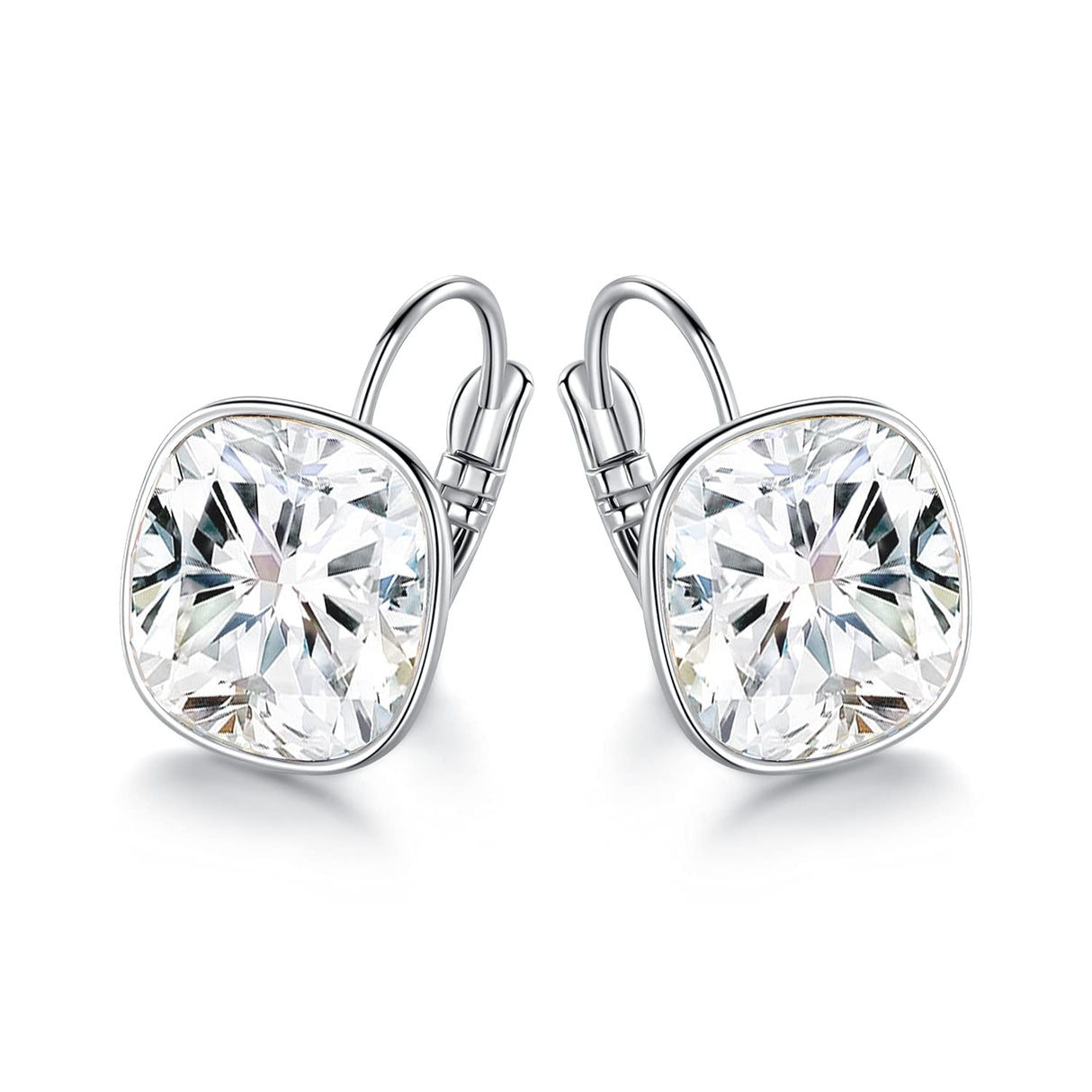 White Bella Drop Earrings Crystals 18K White Gold Plated Hypoallergenic Jewelry for Women