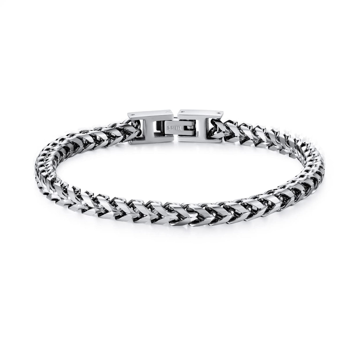 Qumfole Bracelets for Men-Stainless Steel Fold Over Clasp Franco Chain Mens Bracelet Jewelry Gifts for Husband