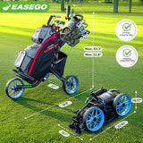 Golf Push Cart 3 Wheel : Golf Bag Cart Foldable with Phone Holder/Cup/Umbrella Holder Compact Golf Pull Carts Quick Fold Golf Caddy Push Carts with Large Wheelbase for Different Terrain