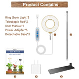 Aokrean Grow Light, 48 LEDs Full Spectrum Plant Lights for Indoor Growing, Height Adjustable Wood Grain Plant Grow Light with Base, 3 Optional Spectrums, Auto Timer 6/12/16Hrs, 5 Brightness