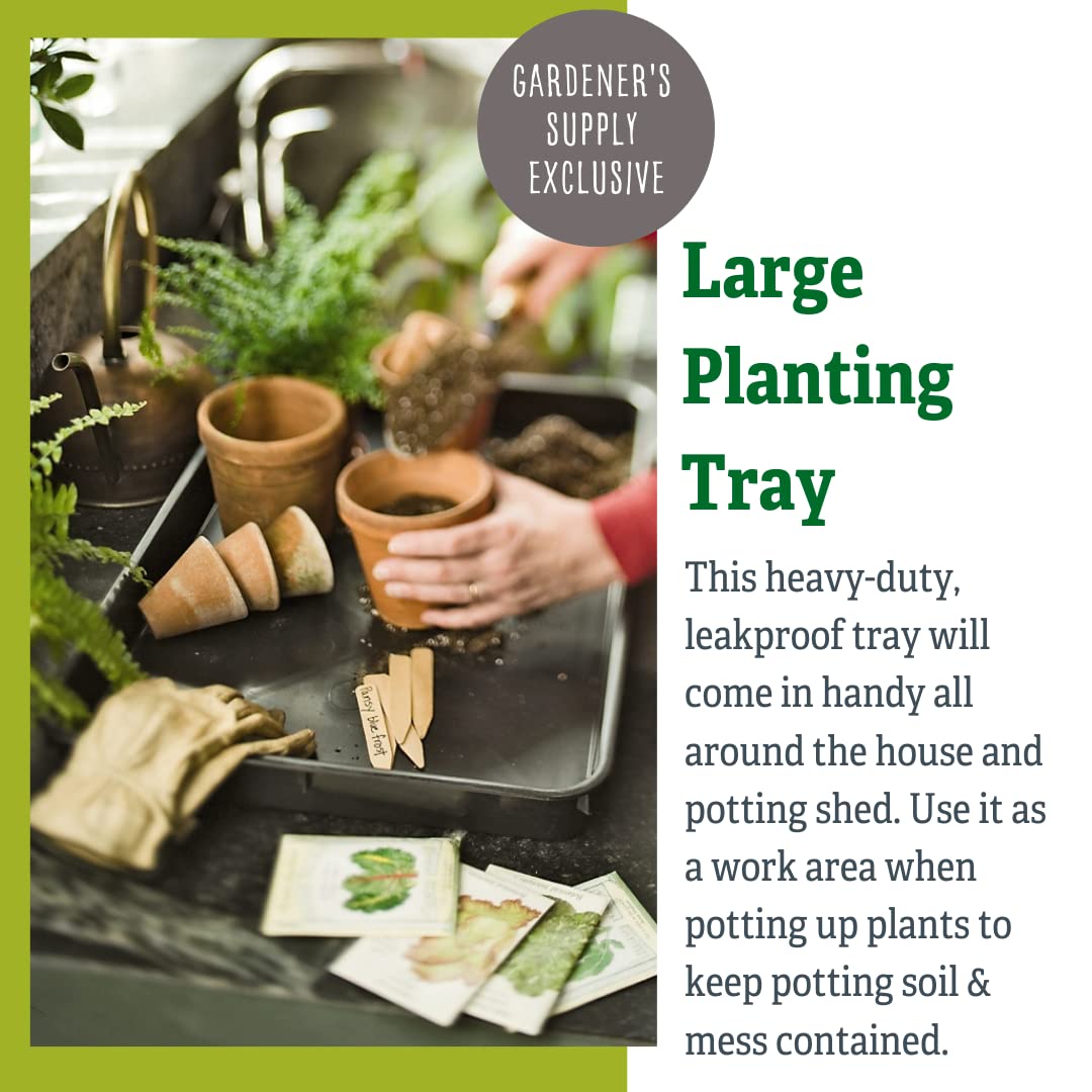 Gardeners Supply Company Large Plant Tray | Multi-use Durable Big Plastic Tray for Indoor & Outdoor Plants, Seed Starting Tray & Potted Succulents, Flowers | 46-1/2"L x 15-1/2"W x 2" Deep - Black