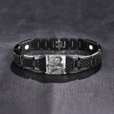 Luxladis Personalized Photo Bracelet for Men Customized Picture Bracelet Gift for Dad Husband Brother Fathers Day (Black)