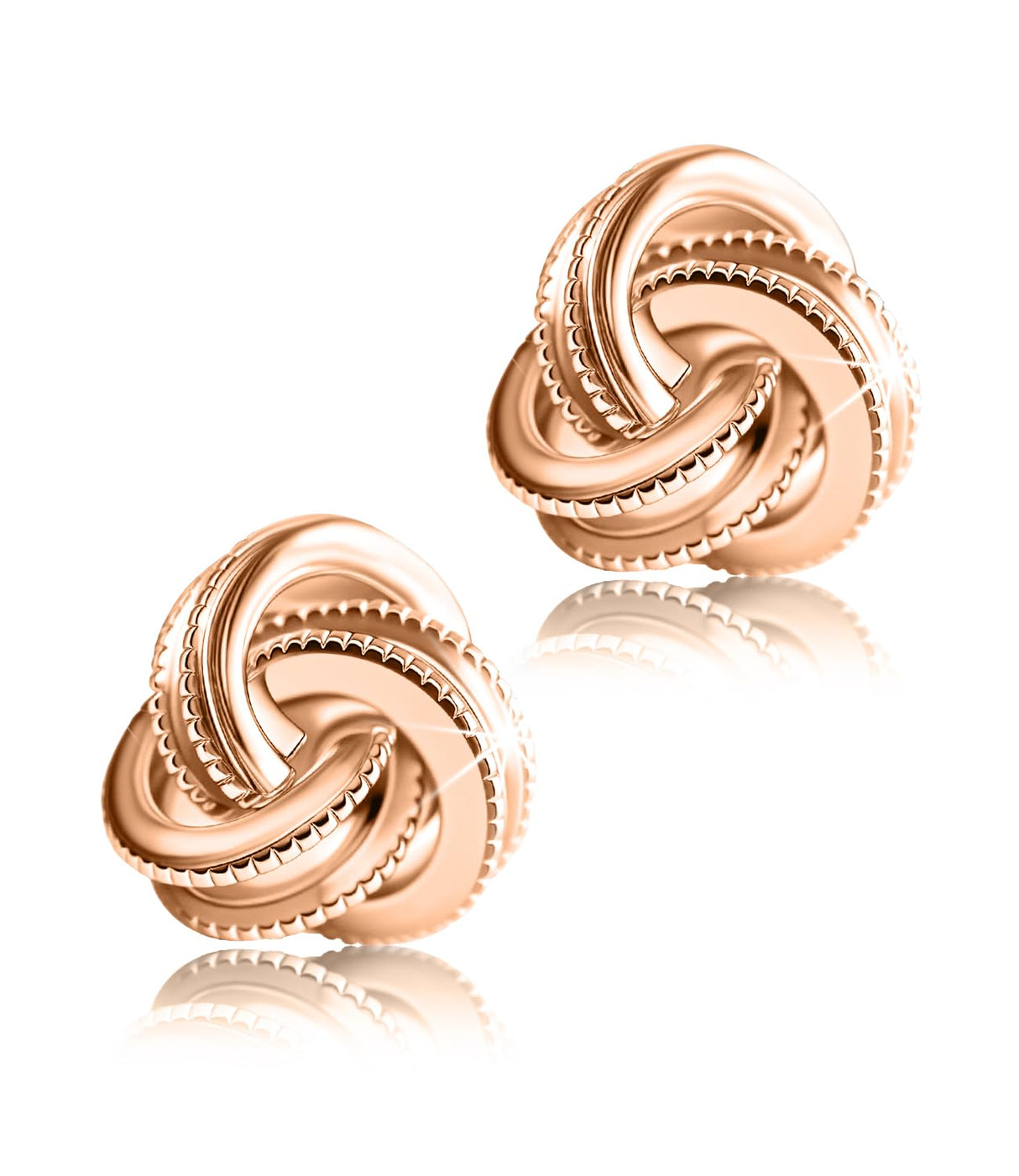 Gold Plated Sterling Silver Studs Love Knot Earrings For Women | Hypoallergenic & Nickle Free Jewelry for Sensitive Ears (8, white-gold-plated-silver)