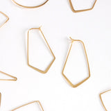 Geometric Chevron Threader Hoop Earrings for Women - 18K Gold Plated Hoops