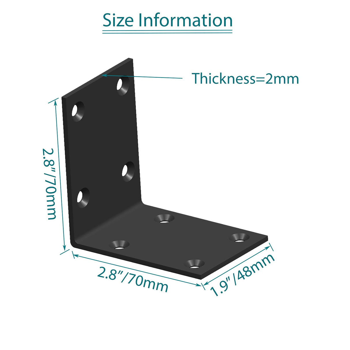 Black Stainless Steel Shelf Bracket,Joint Right Angle Bracket,L Shape Heavy Duty Metal Corner Brace Shelf Supporter for Wood Aufuga (20, 2.8x2.8x2)