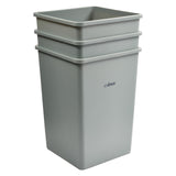 Winco Commercial Square Plastic Trash Can, 35 Gallon, Gray