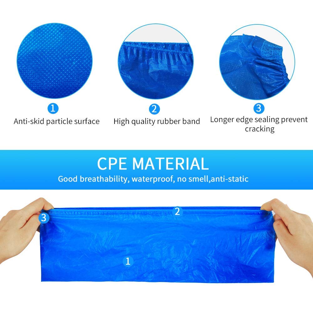 Green Convenience 200 Pack 100 Pairs Disposable Shoe Covers Boot Cover Waterproof, Dust proof, The Size Fit Most, Non-slip, Blue, Protect Your Shoes, Floor, Carpet
