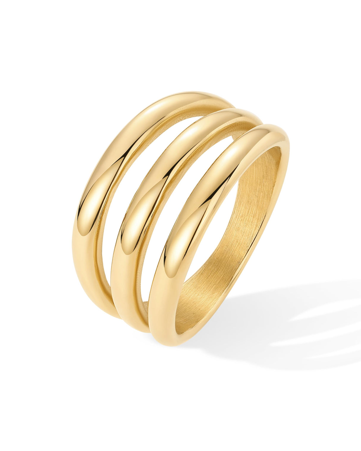 PAVOI 14K Yellow Gold Plated Curved Triple Stackable Ring