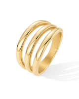 PAVOI 14K Yellow Gold Plated Curved Triple Stackable Ring