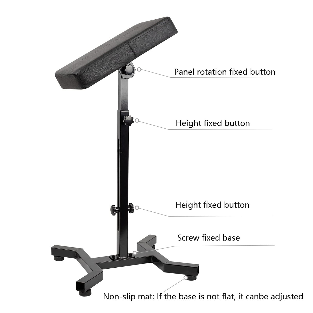 HUOXOU Tattoo Arm Rest, Tattoo Chair for client, Tattoo Armrest Stand, Four-corner base Stability Strongly, Adjustable Height, Thicken Soft Sponge Pad, Foldable Arm Rest Tattoo for Artist
