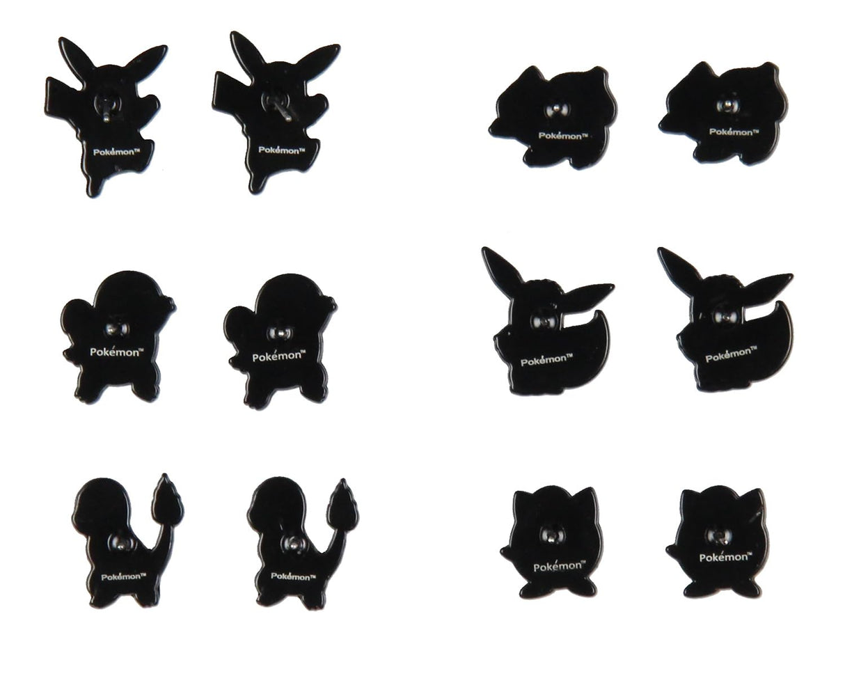 Pokemon Earrings Fashion Jewelry Enamel Character Stud Earrings Set 6 Pack