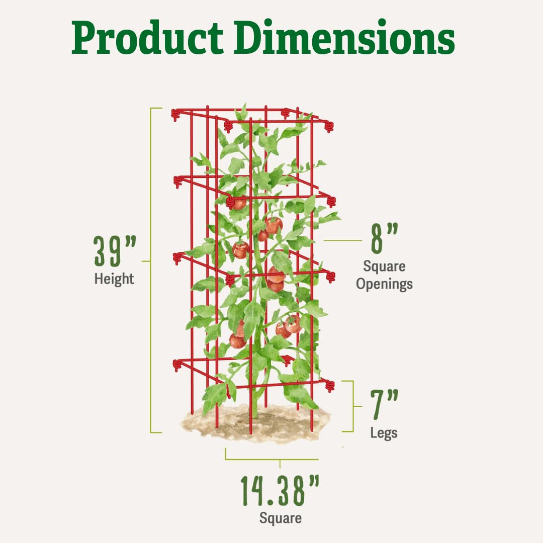 Gardener's Supply Company Lifetime Tomato Cages, Red, Set of 4
